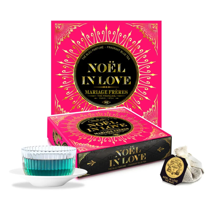 NOËL IN LOVE® - Tè Blu aromatizzato, infuso dorato - 30 bustine in mussola