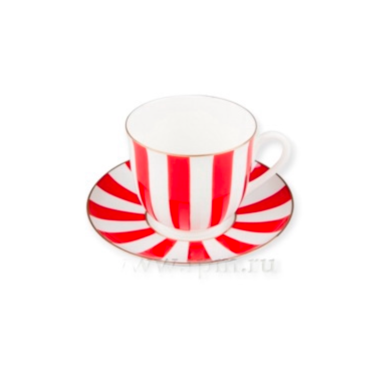 Striped cup Lily - red - St Petersburg porcelain