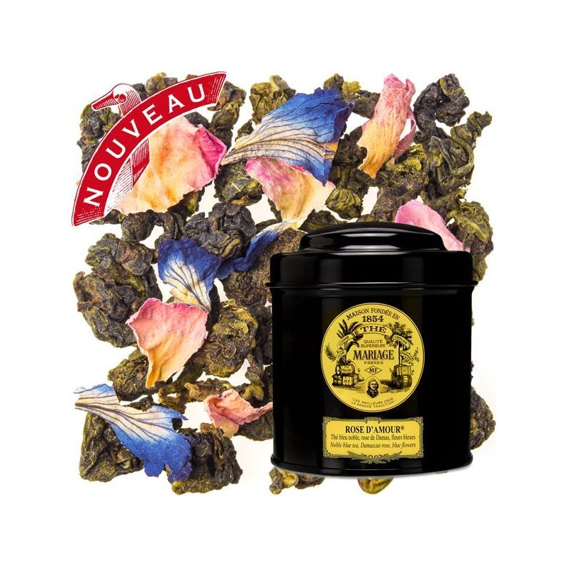 BLAUER TEE - Rose d'Amour® - Edler Blauer Tee, Damaszener Rose - Dose 100gr