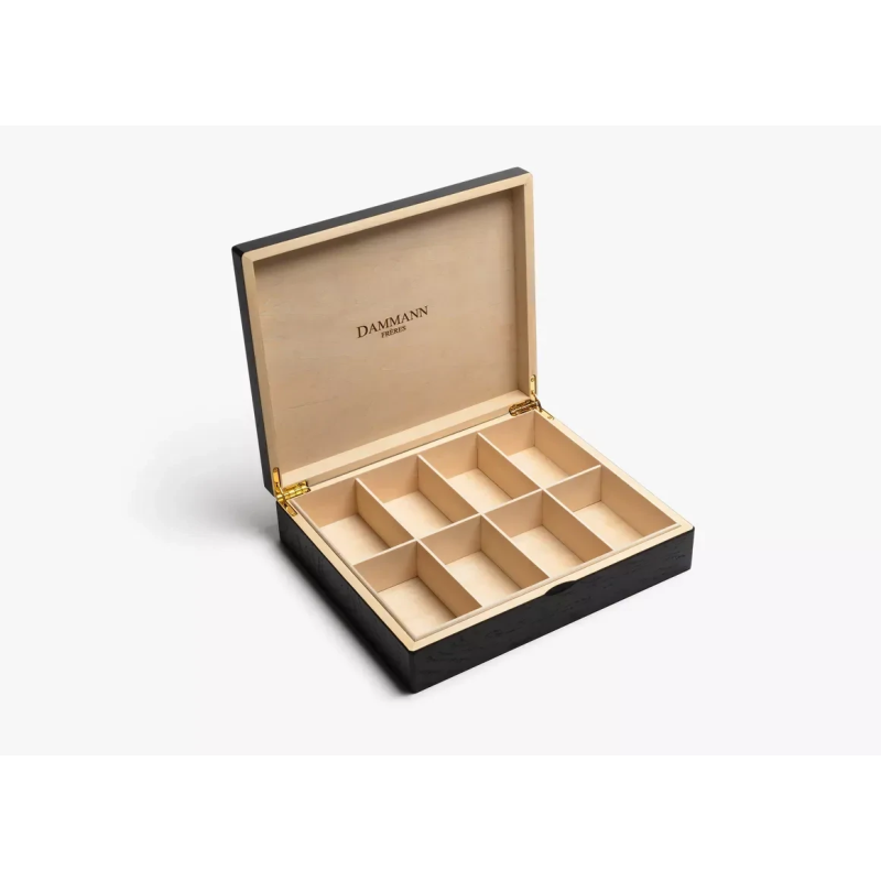 BLACK WOOD BOX FOR 48 TEA BAGS - EMPTY