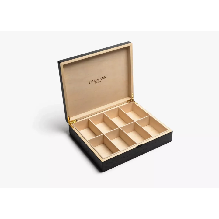 BLACK WOOD BOX FOR 48 TEA BAGS - EMPTY