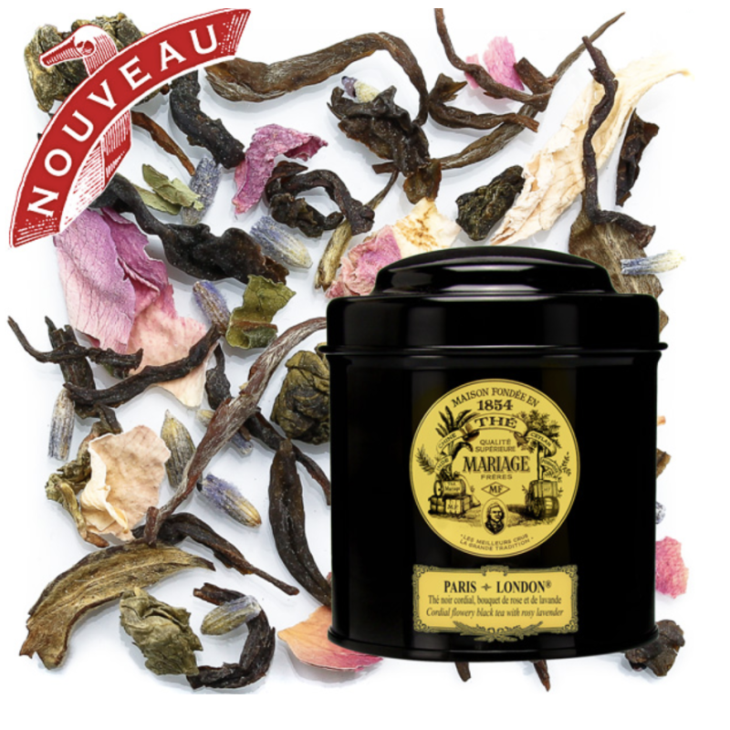 THÉ NOIR - PARIS-LONDON® Thé noir & thé blanc bouquet cordial de rose & de lavande