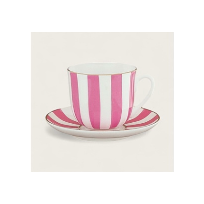Tazza a righe Lily rosa - Porcellana di San Pietroburgo
