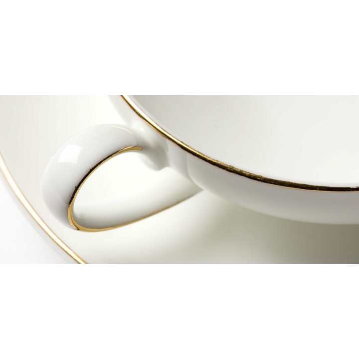 CONCORDE - SET 2 TASSEN & UNTERTASSEN - BONE CHINA - GOLDRAND