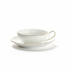 CONCORDE - SET OF 2 CUPS & SAUCERS - BONE CHINA - GOLD RIM