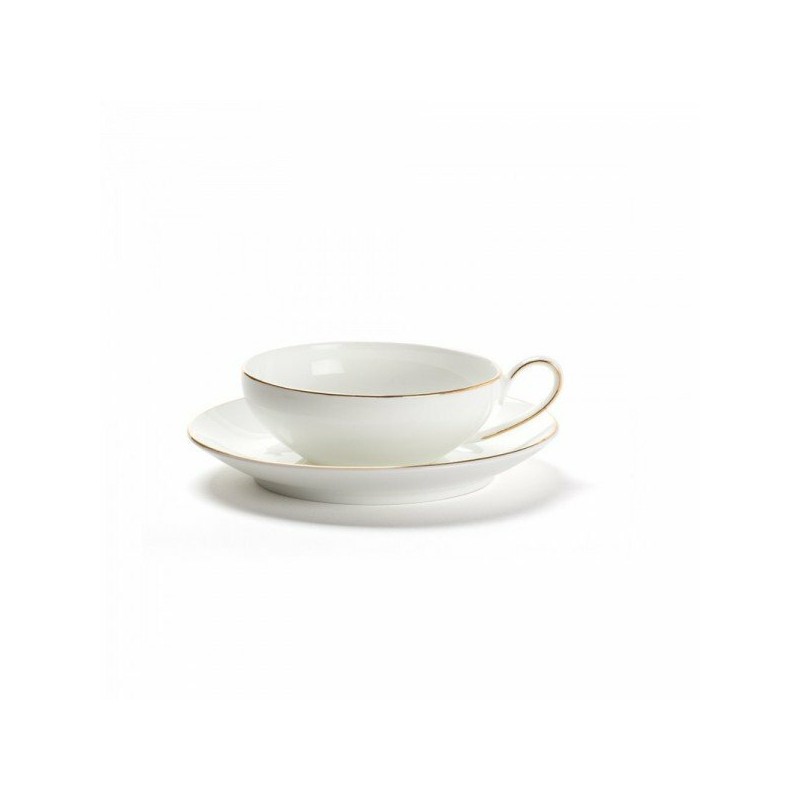 CONCORDE - SET 2 TAZZE & PIATTINI - BONE CHINA - FILO ORO