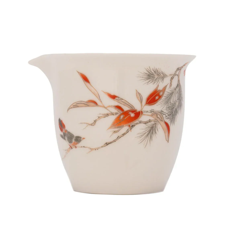 Gongdaobei blanc & feuilles en porcelaine, 180 ml