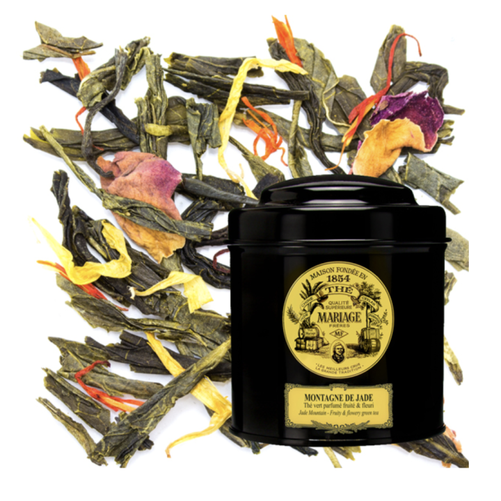 MONTAGNE DE JADE® Thé vert parfumé - Jardin Premier* fruité & fleuri - Boite de 100g